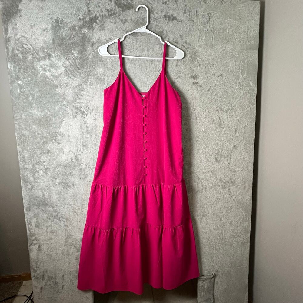 Ted Baker Luaan Tiered Sundress Deep Pink Size 2 (US 6) Flowy Midi Summer Beachy